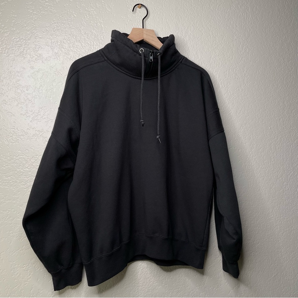Vintage Men's Black Sweater Quarter Collar Zip Up - Picture 4 of 10